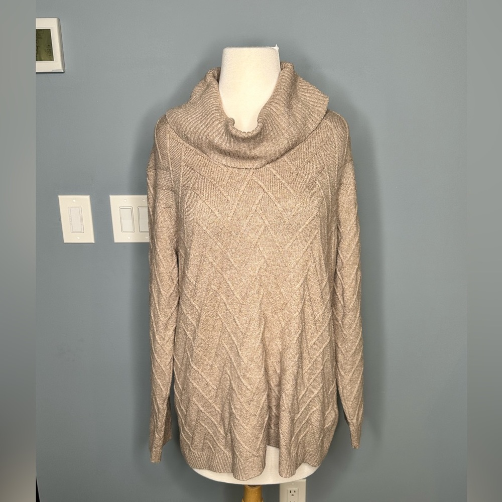 Calvin Klein Tan Turtleneck Tunic Sweater